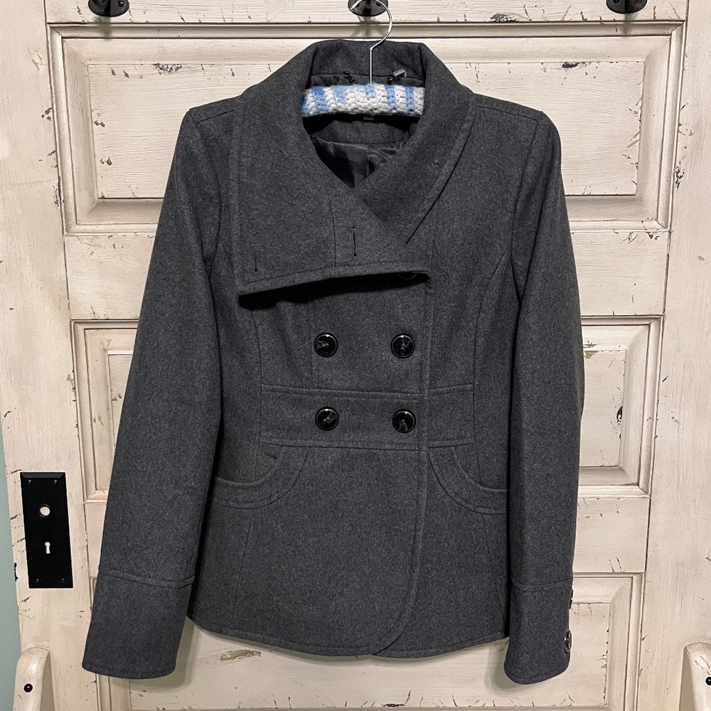 Kenneth Cole Women's Grey Wool Blend Pea Coat Size 4